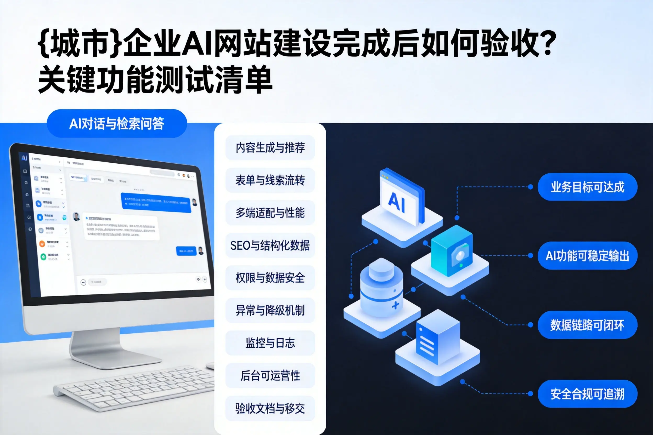白银企业AI网站建设完成后如何验收？关键功能测试清单