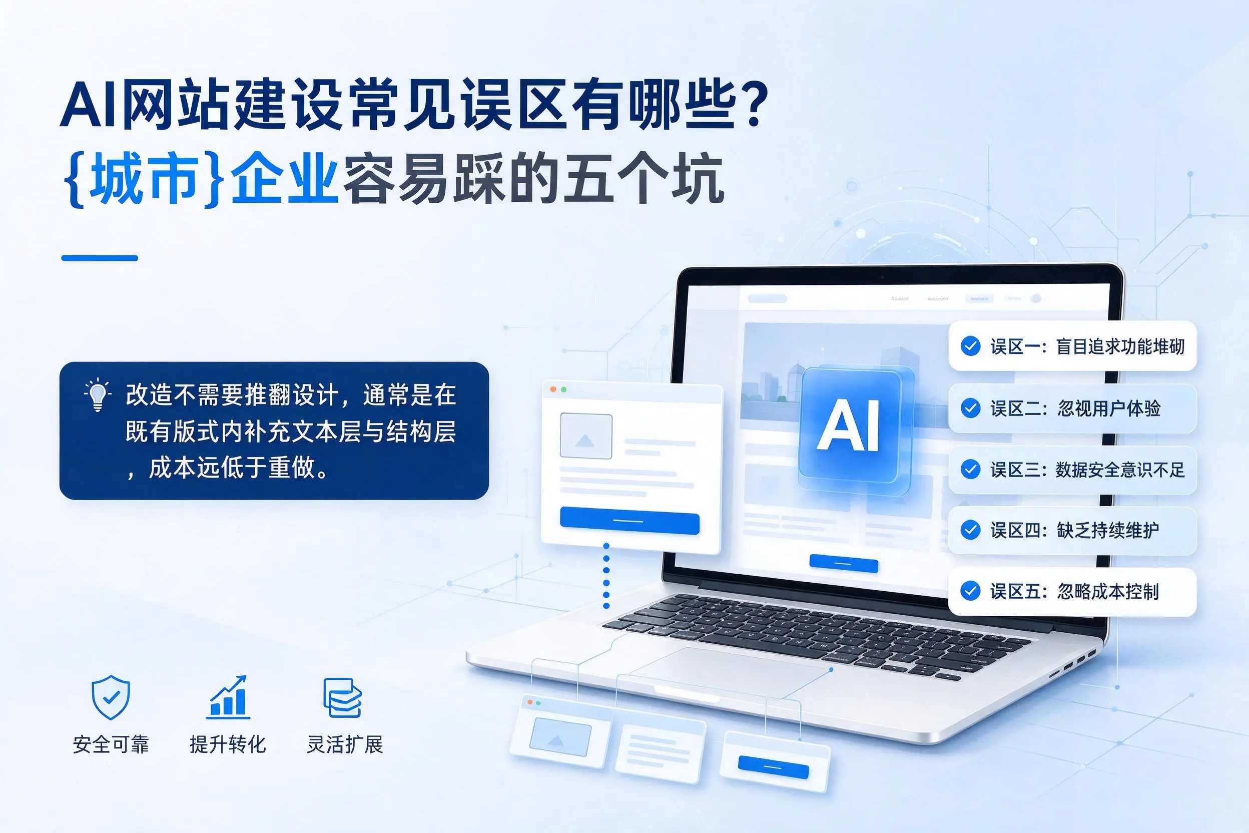 AI网站建设常见误区有哪些？白银企业容易踩的五个坑