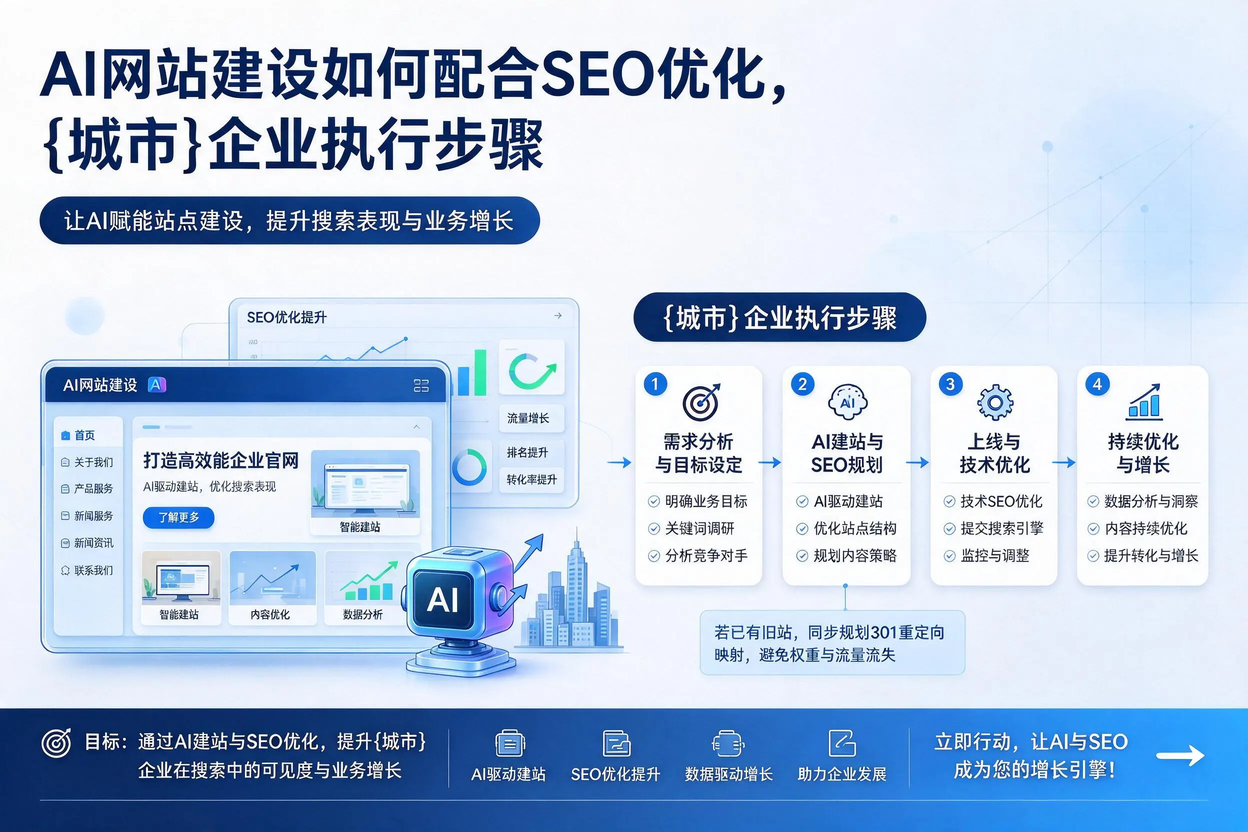 AI网站建设如何配合SEO优化，白银企业执行步骤